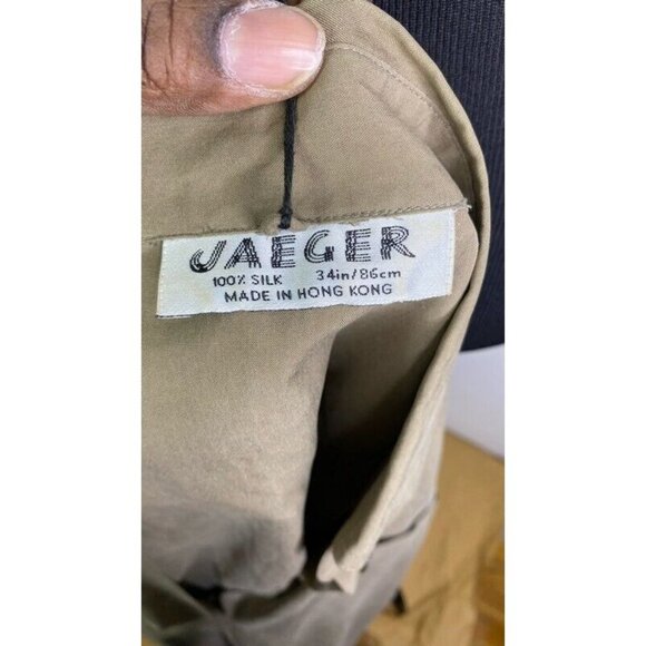 Jaeger Vintage Button Front Shirt Brown Long Sleeve Collared Pockets 100% Silk S - Picture 4 of 10